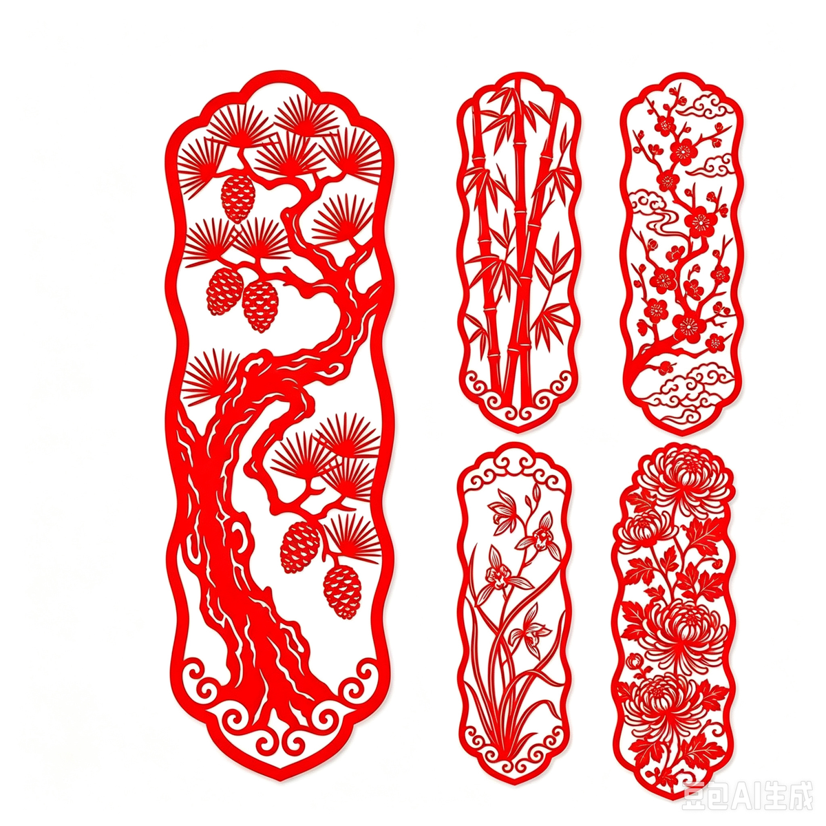 Handcrafted Chinese Paper‑Cut Art — Four Gentlemen Collection